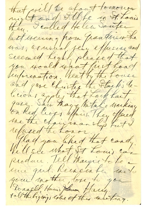 Letter from Harry S. Truman to Bess W. Truman