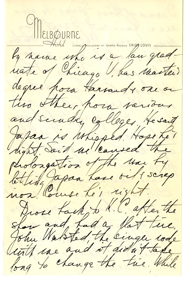 Letter from Harry S. Truman to Bess W. Truman