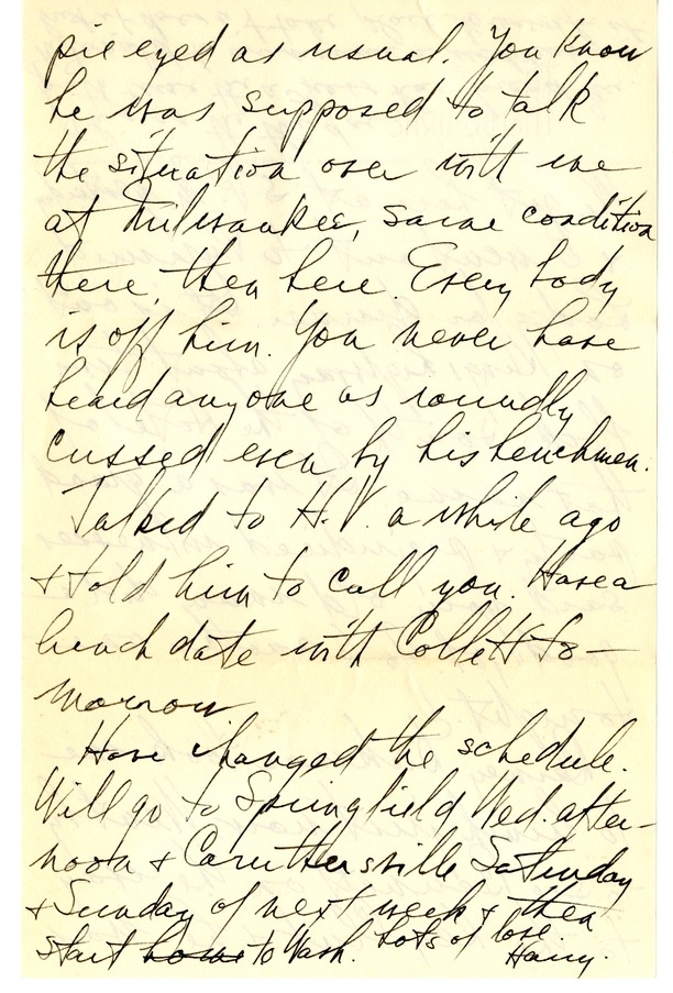 Letter from Harry S. Truman to Bess W. Truman