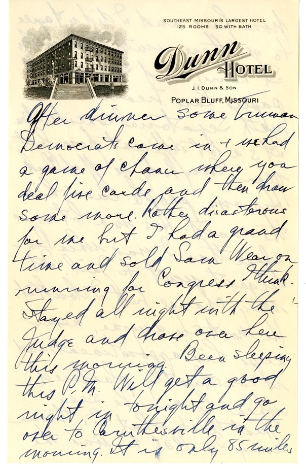 Letter from Harry S. Truman to Bess W. Truman