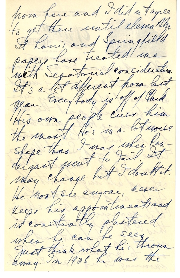 Letter from Harry S. Truman to Bess W. Truman