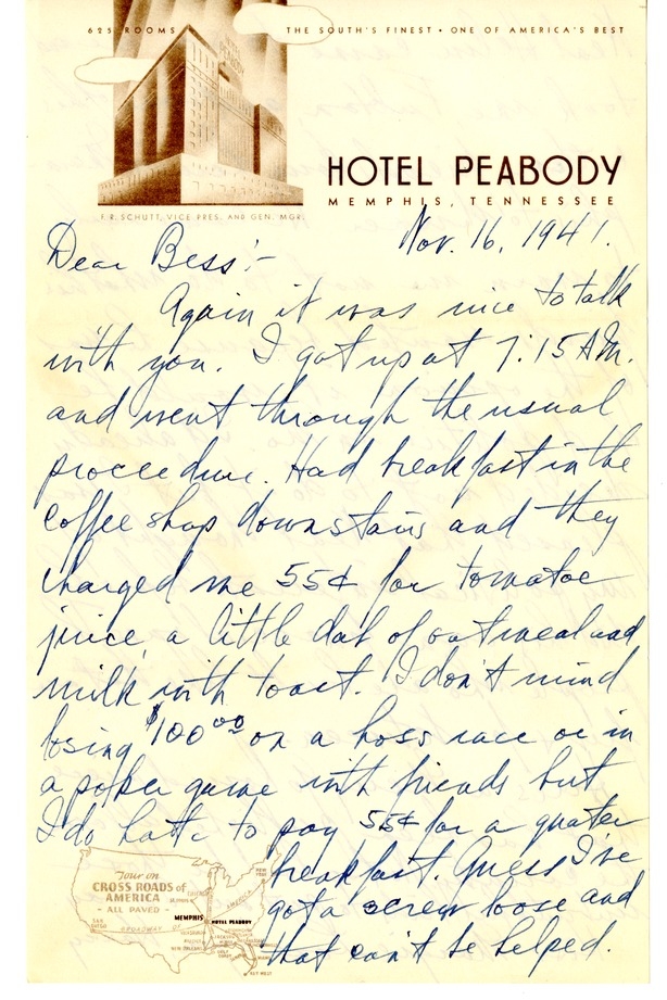 Letter from Harry S. Truman to Bess W. Truman