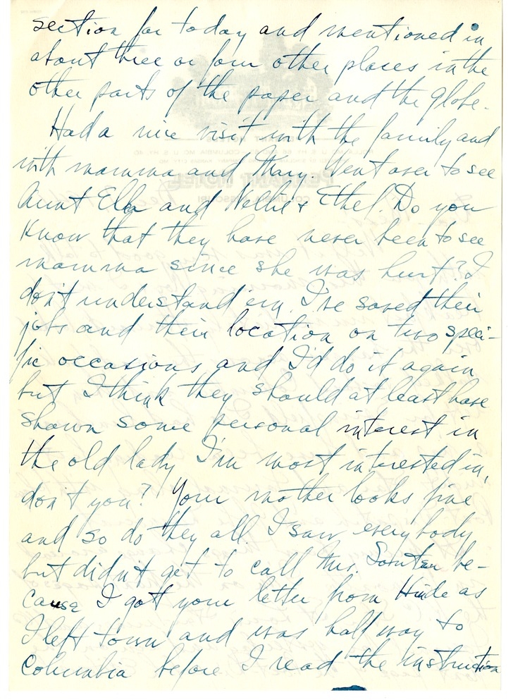 Letter from Harry S. Truman to Bess W. Truman