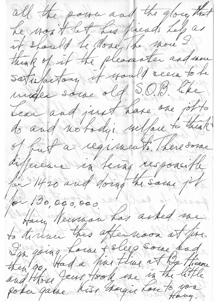 Letter from Harry S. Truman to Bess W. Truman