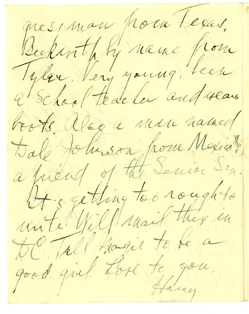 Letter from Harry S. Truman to Bess W. Truman