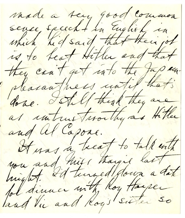 Letter from Harry S. Truman to Bess W. Truman