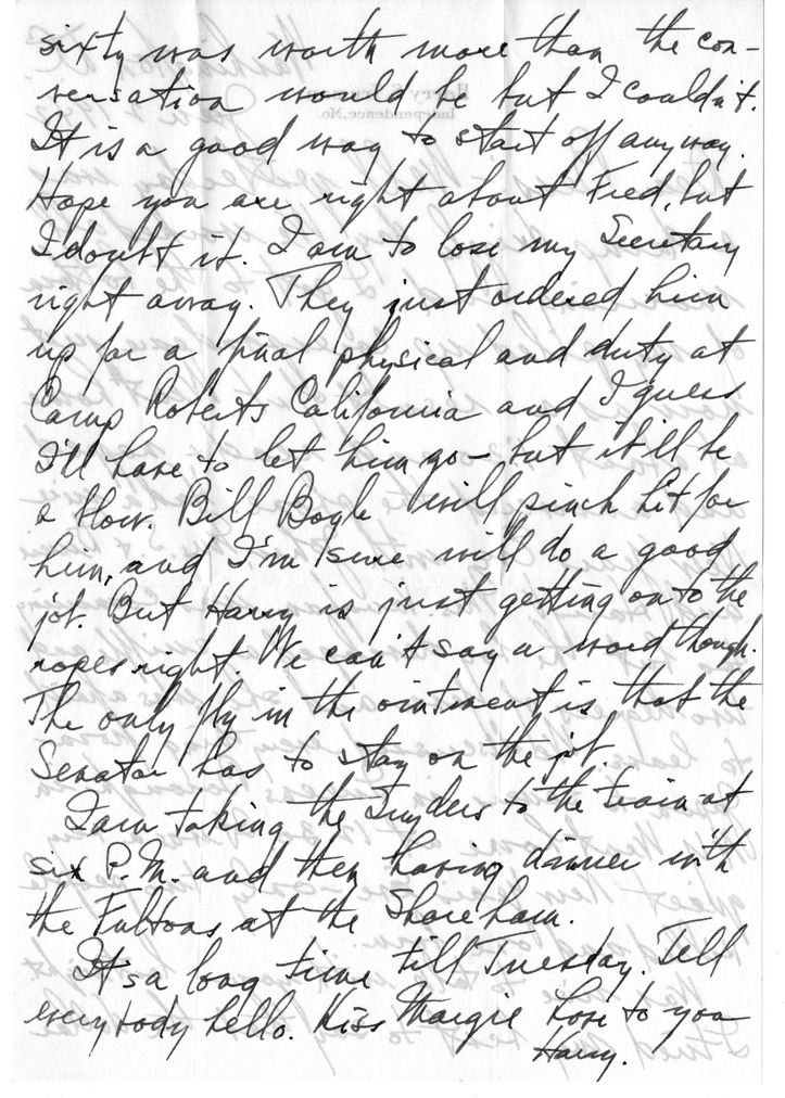 Letter from Harry S. Truman to Bess W. Truman