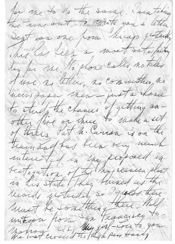 Letter from Harry S. Truman to Bess W. Truman