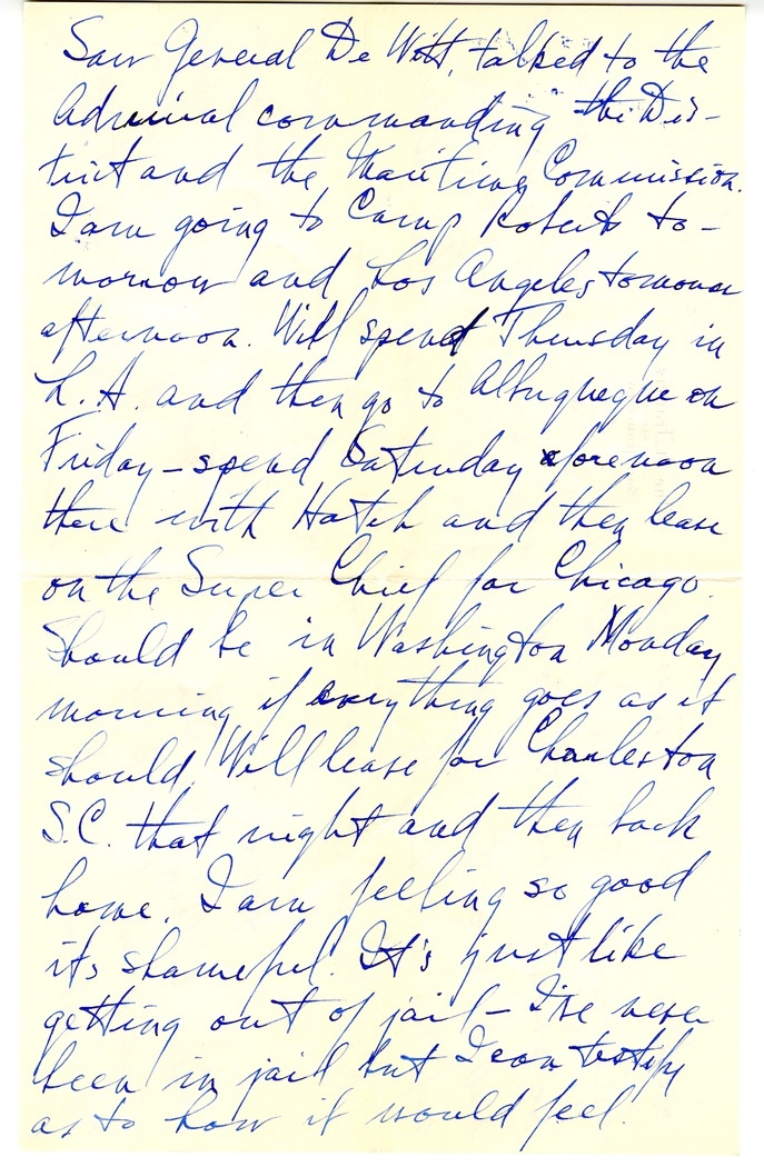 Letter from Harry S. Truman to Bess W. Truman