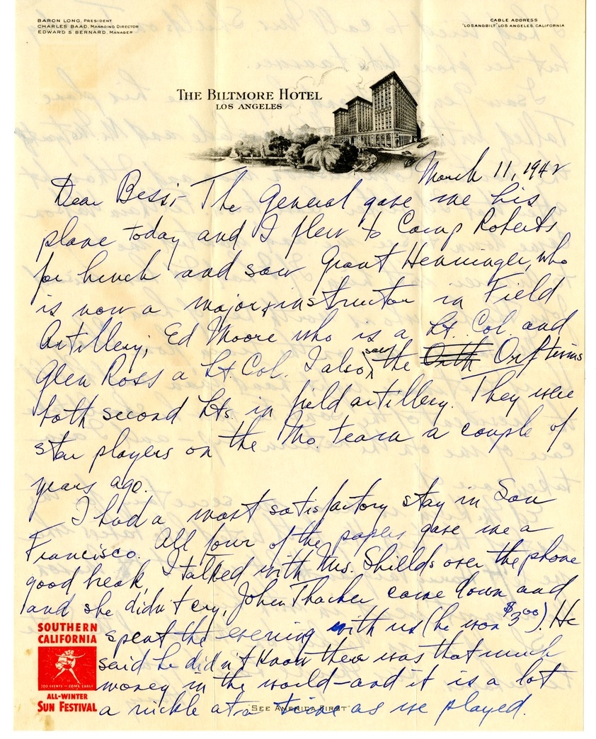 Letter from Harry S. Truman to Bess W. Truman