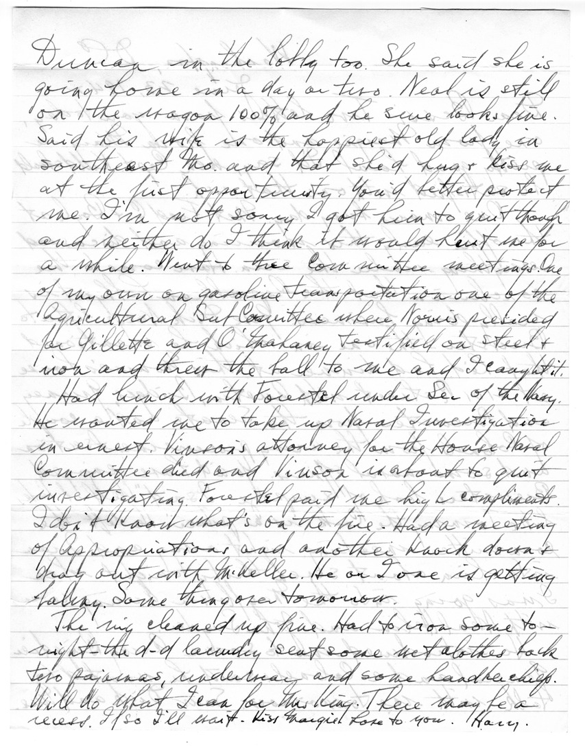 Letter from Harry S. Truman to Bess W. Truman
