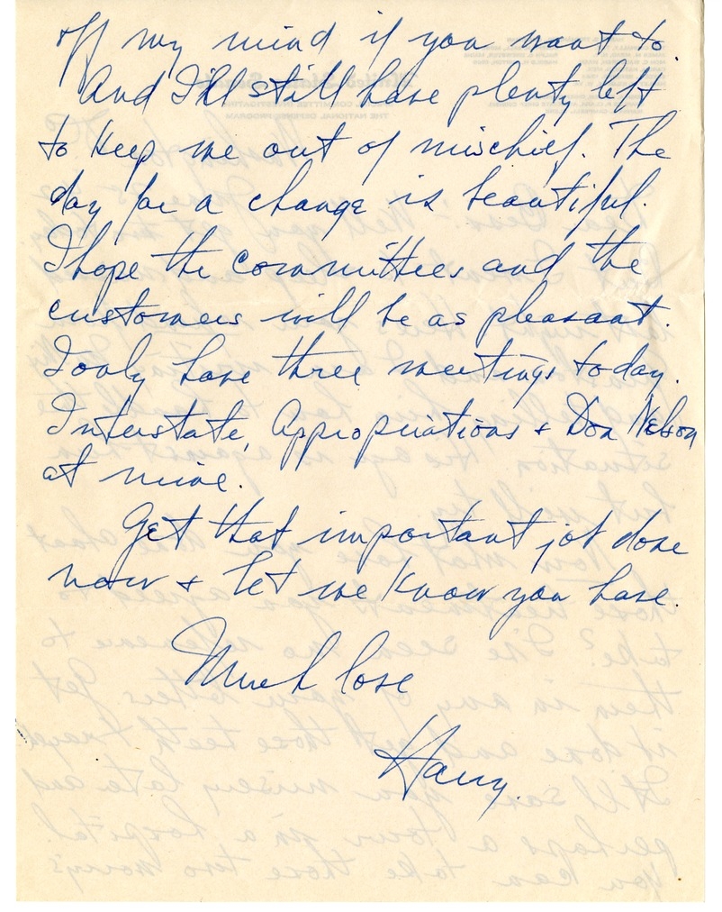 Letter from Harry S. Truman to Bess W. Truman
