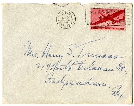 Letter from Harry S. Truman to Bess W. Truman