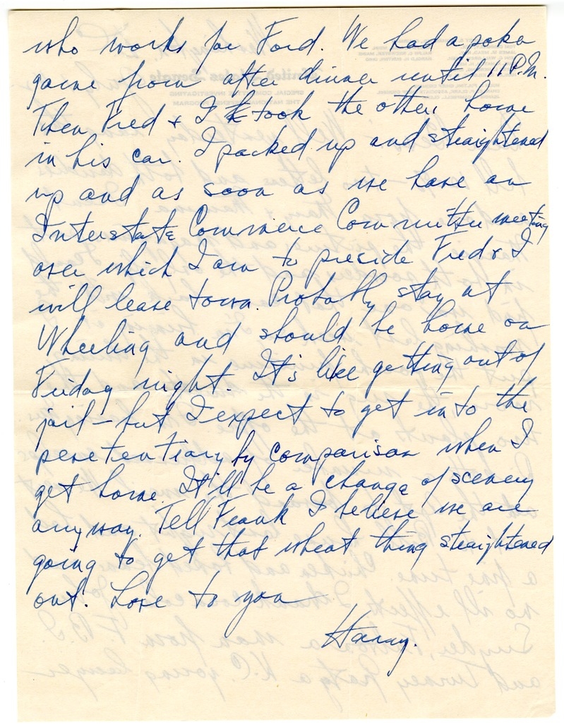 Letter from Harry S. Truman to Bess W. Truman