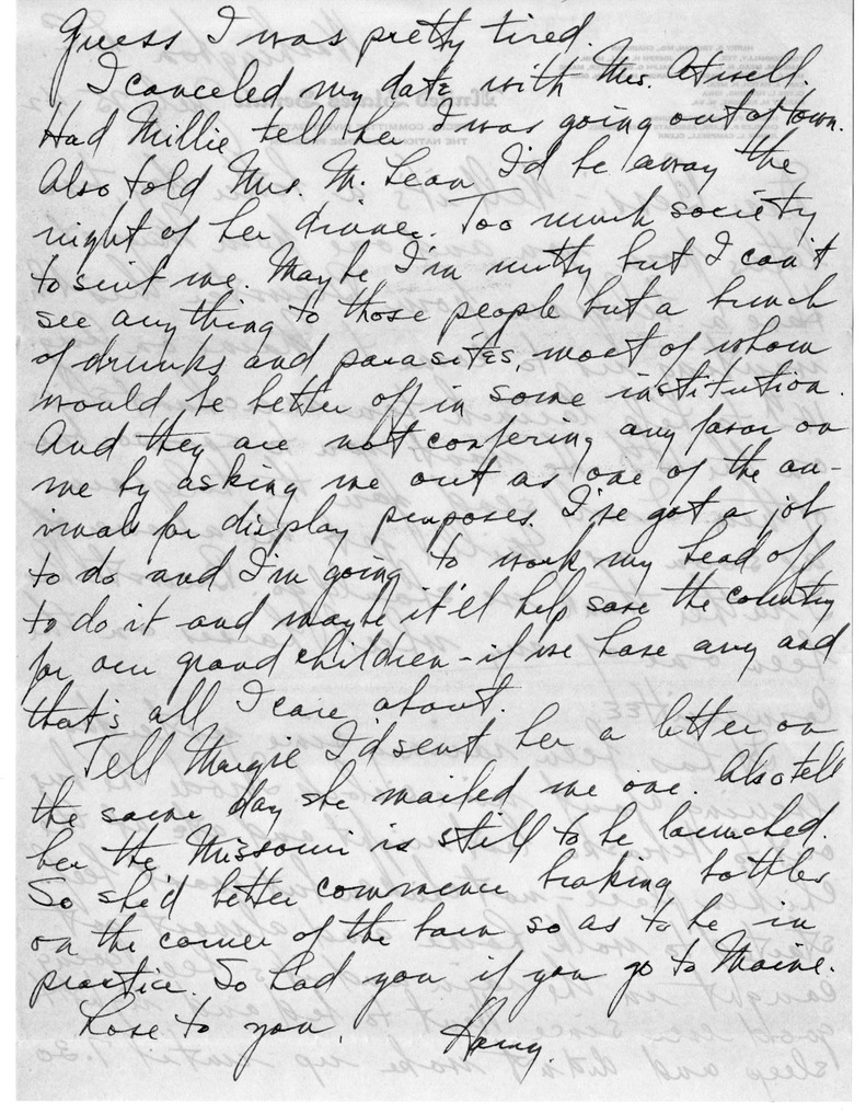 Letter from Harry S. Truman to Bess W. Truman