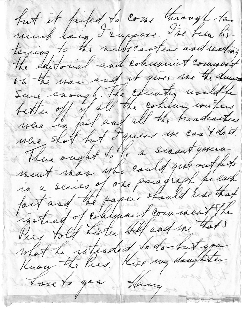 Letter from Harry S. Truman to Bess W. Truman