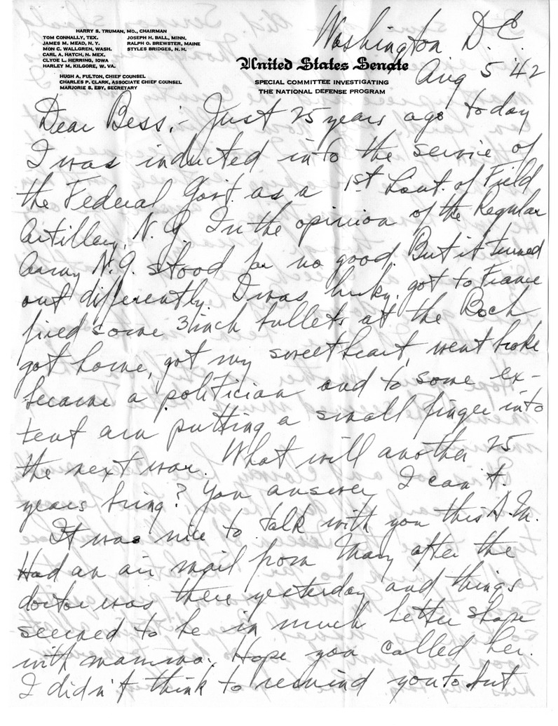 Letter from Harry S. Truman to Bess W. Truman