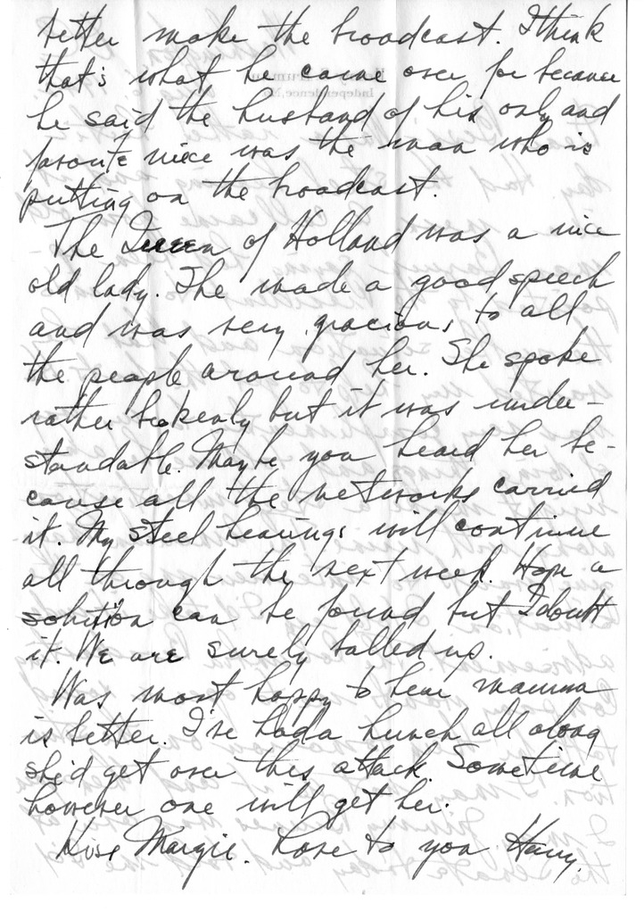 Letter from Harry S. Truman to Bess W. Truman