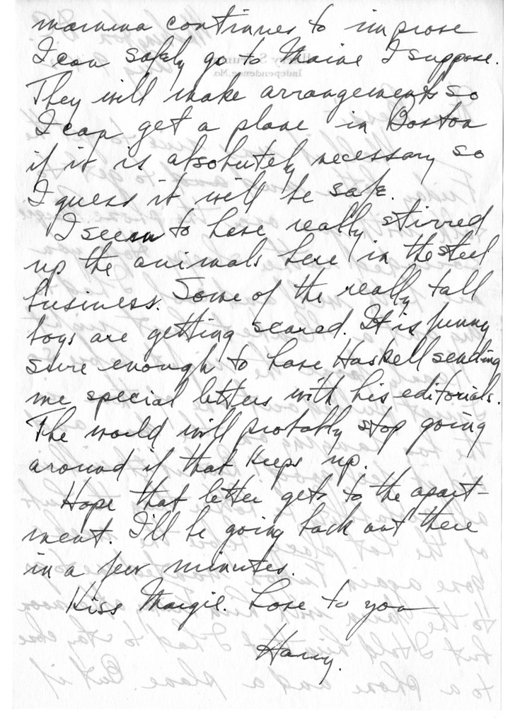 Letter from Harry S. Truman to Bess W. Truman