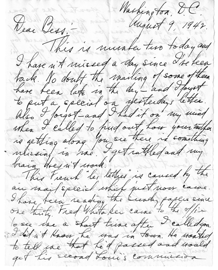Letter from Harry S. Truman to Bess W. Truman