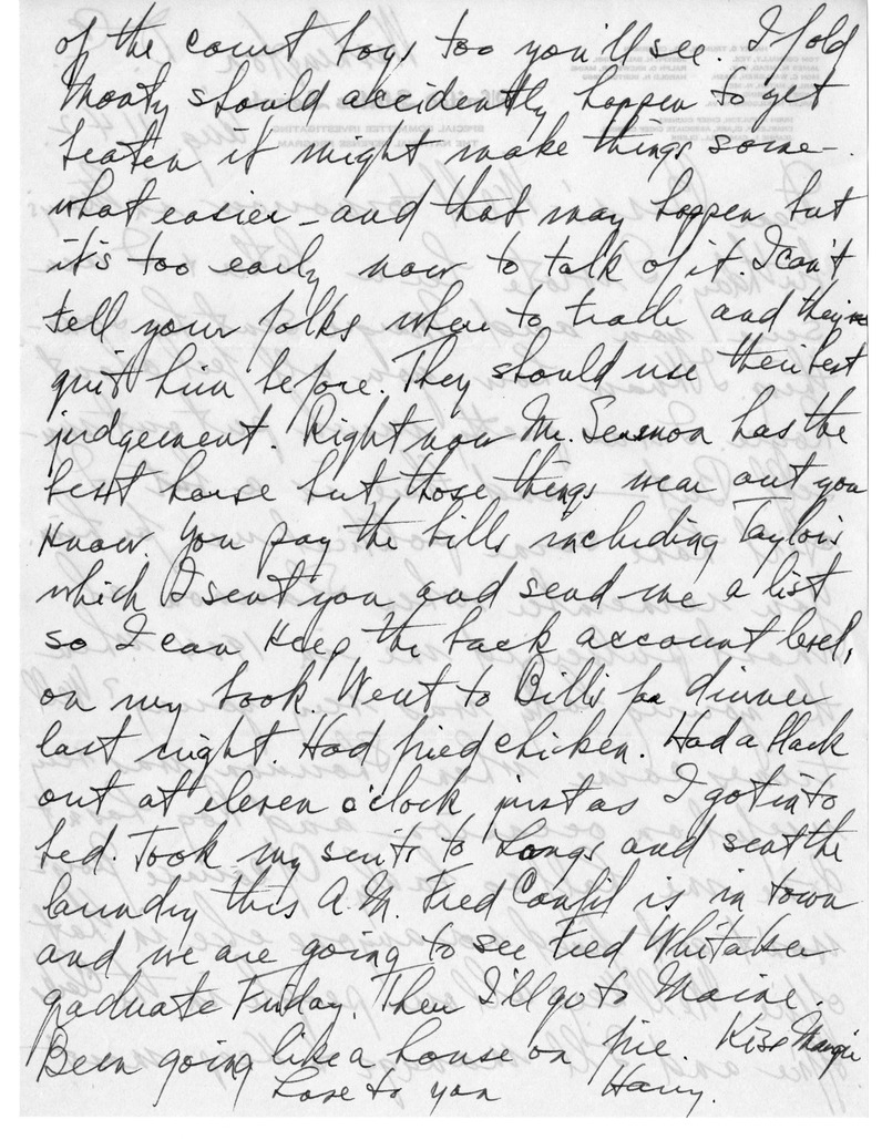 Letter from Harry S. Truman to Bess W. Truman