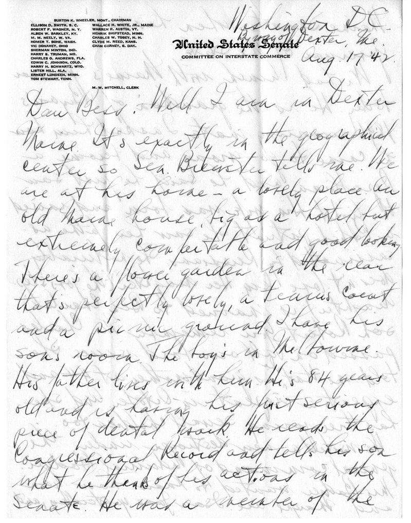 Letter from Harry S. Truman to Bess W. Truman