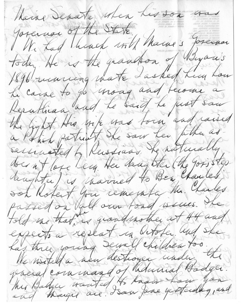 Letter from Harry S. Truman to Bess W. Truman