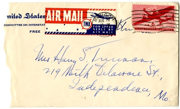 Letter from Harry S. Truman to Bess W. Truman