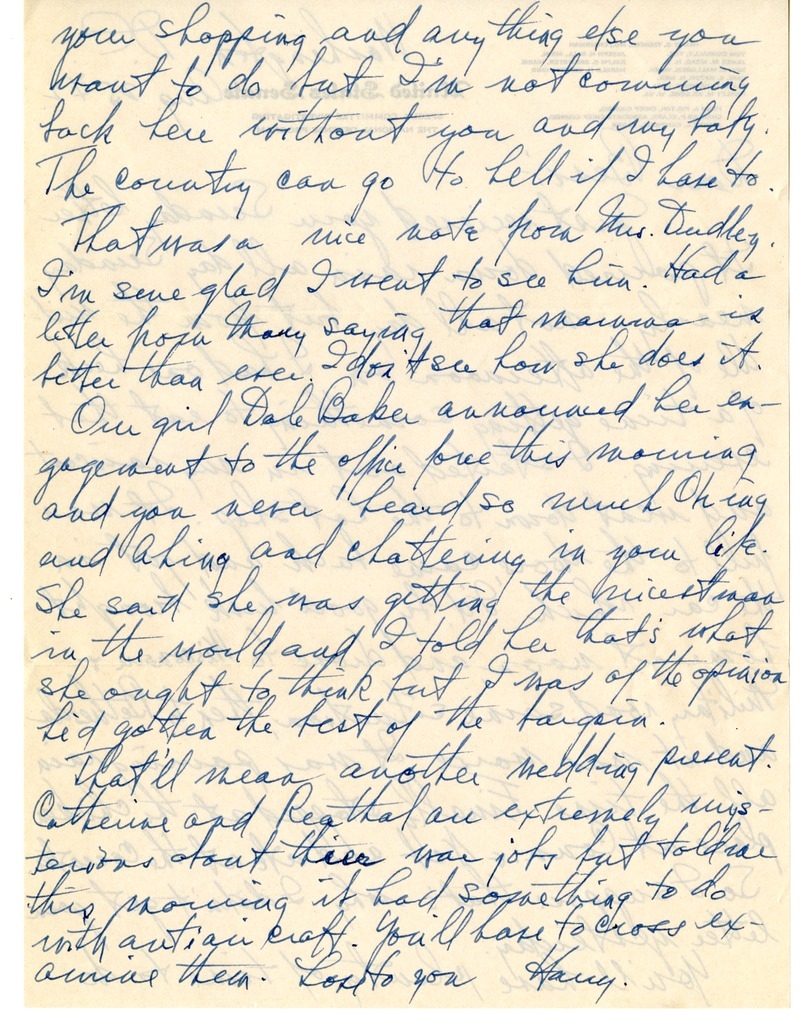 Letter from Harry S. Truman to Bess W. Truman