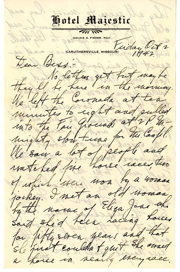 Letter from Harry S. Truman to Bess W. Truman
