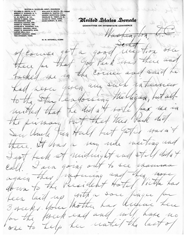 Letter from Harry S. Truman to Bess W. Truman