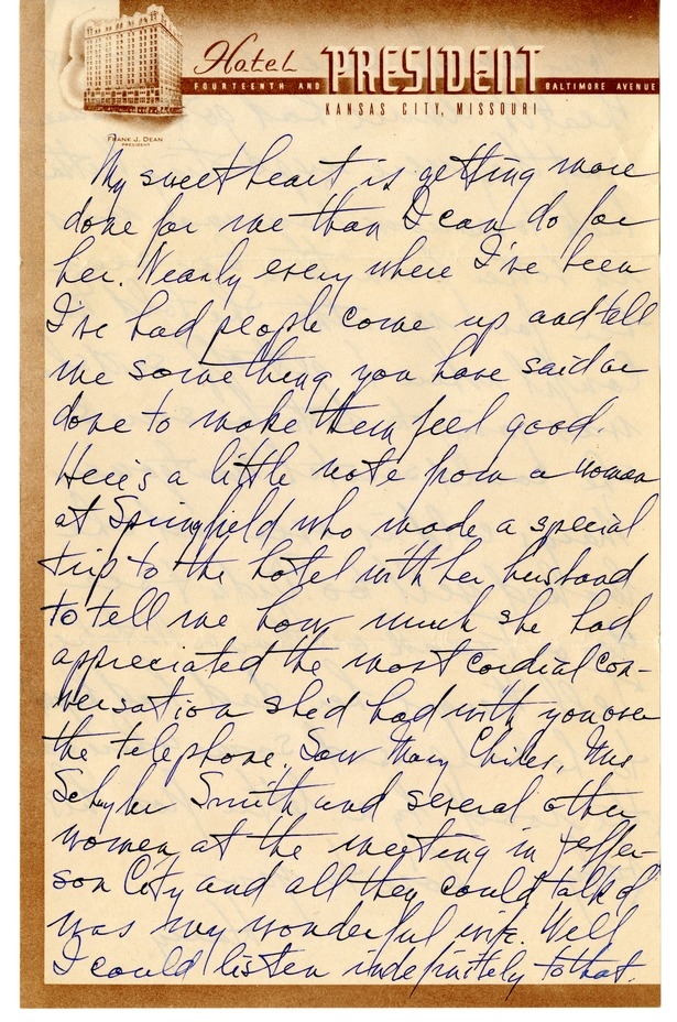 Letter from Harry S. Truman to Bess W. Truman