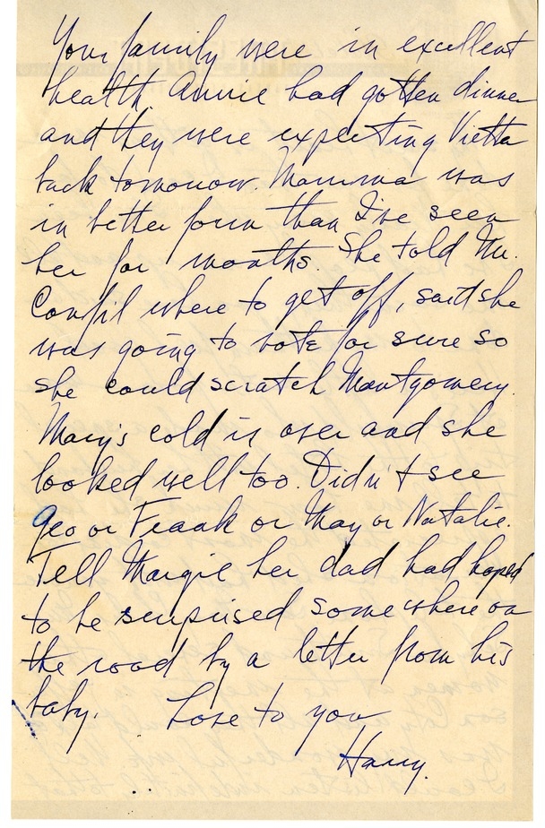 Letter from Harry S. Truman to Bess W. Truman