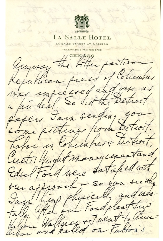 Letter from Harry S. Truman to Bess W. Truman