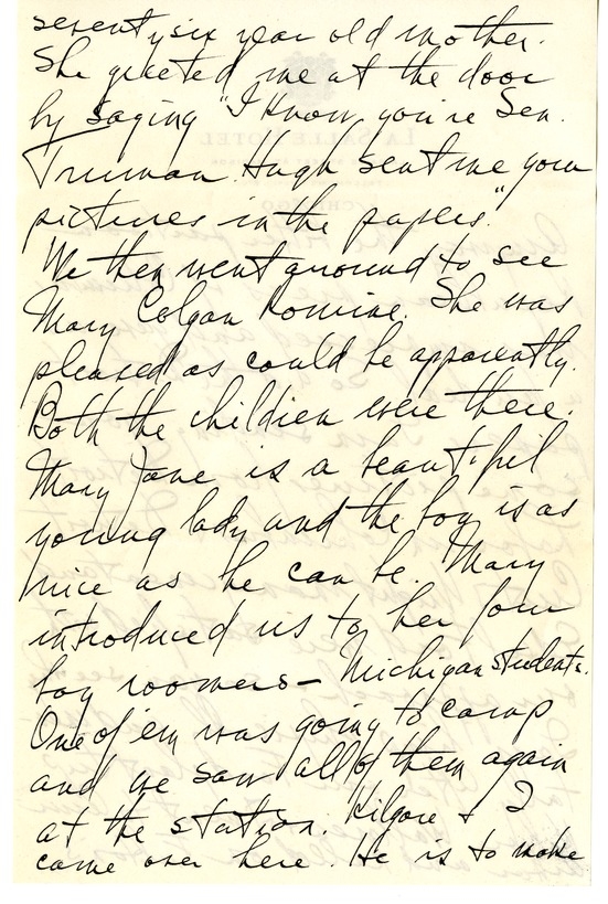 Letter from Harry S. Truman to Bess W. Truman