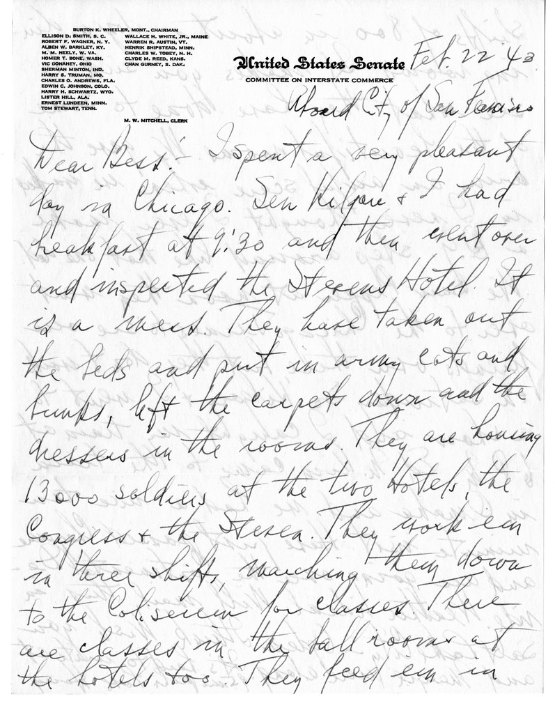 Letter from Harry S. Truman to Bess W. Truman