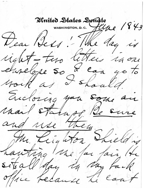 Letter from Harry S. Truman to Bess W. Truman