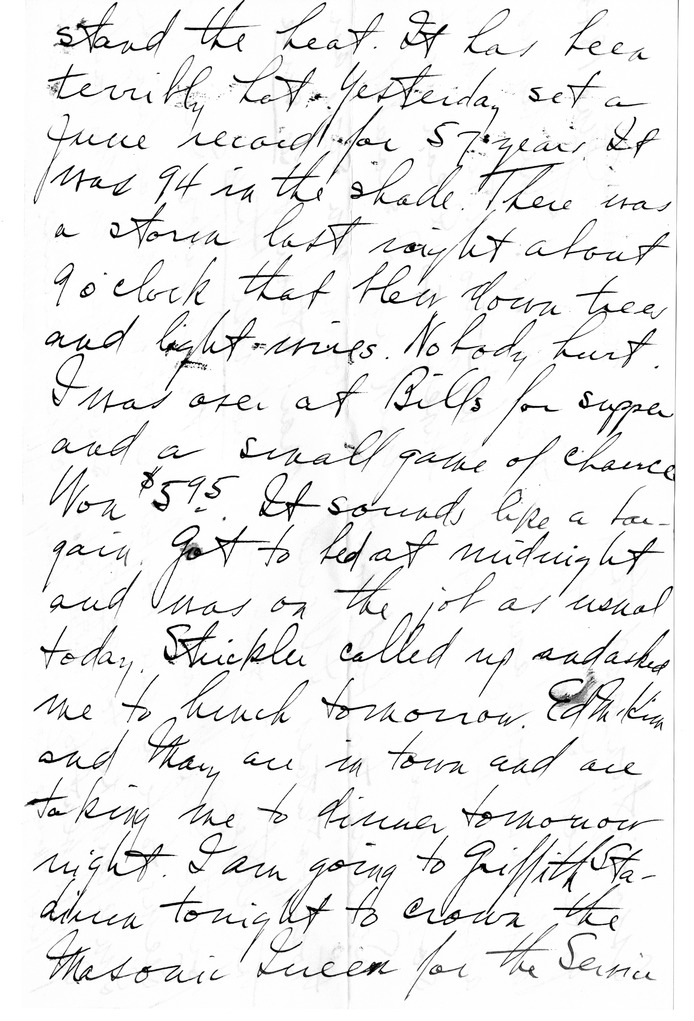 Letter from Harry S. Truman to Bess W. Truman