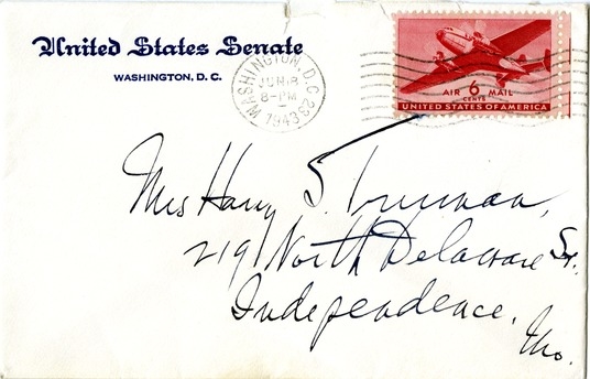Letter from Harry S. Truman to Bess W. Truman