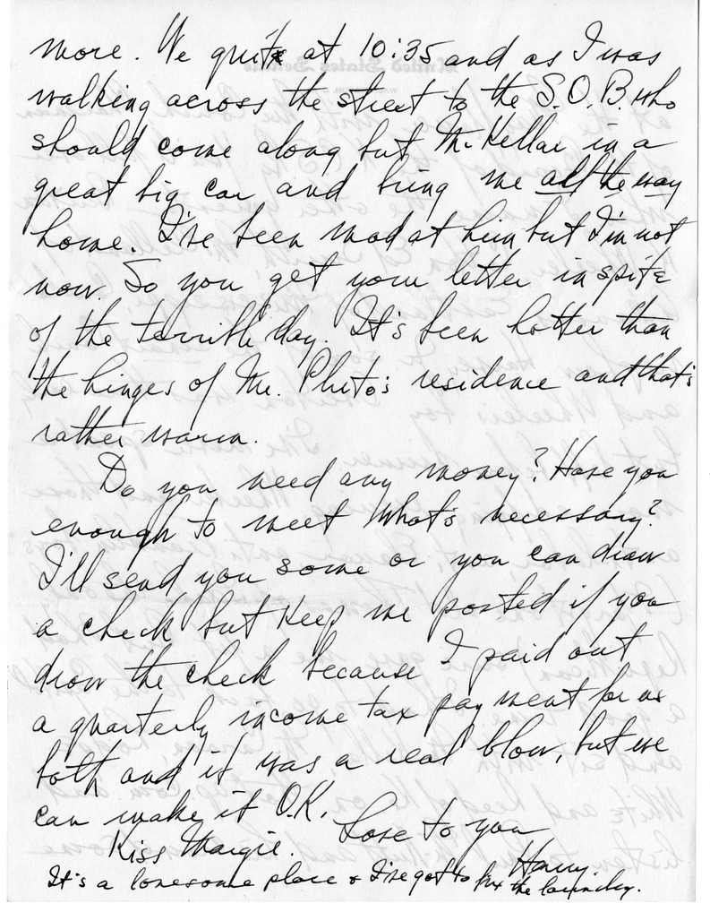 Letter from Harry S. Truman to Bess W. Truman