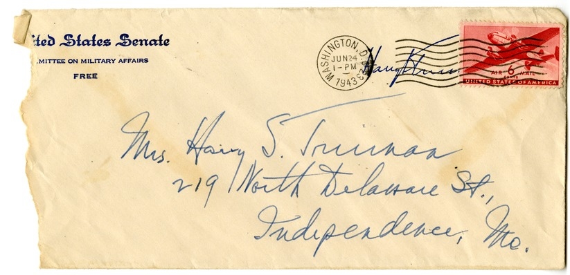 Letter from Harry S. Truman to Bess W. Truman