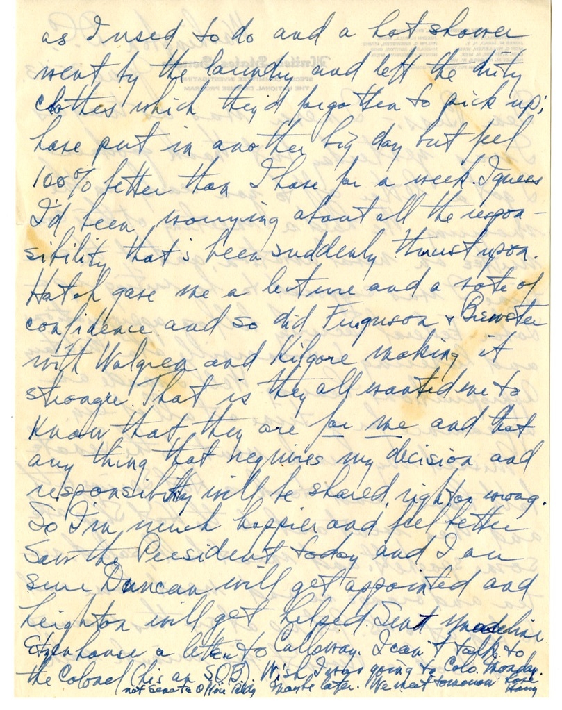 Letter from Harry S. Truman to Bess W. Truman