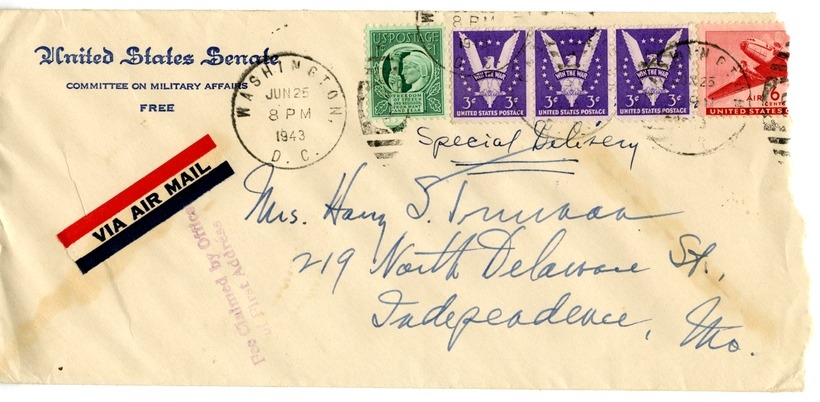 Letter from Harry S. Truman to Bess W. Truman