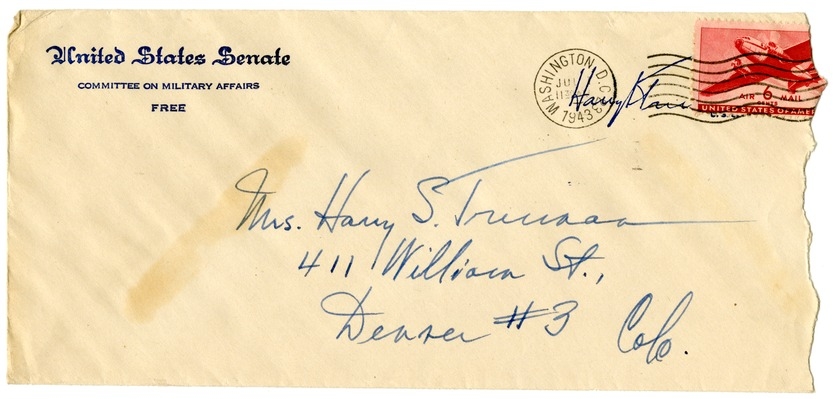 Letter from Harry S. Truman to Bess W. Truman