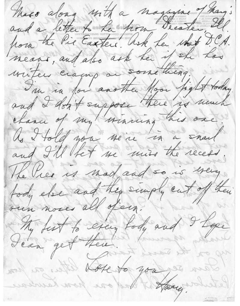 Letter from Harry S. Truman to Bess W. Truman