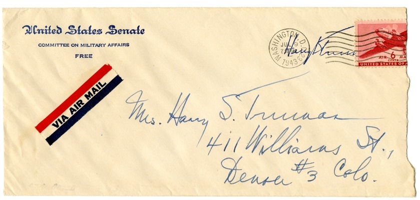 Letter from Harry S. Truman to Bess W. Truman
