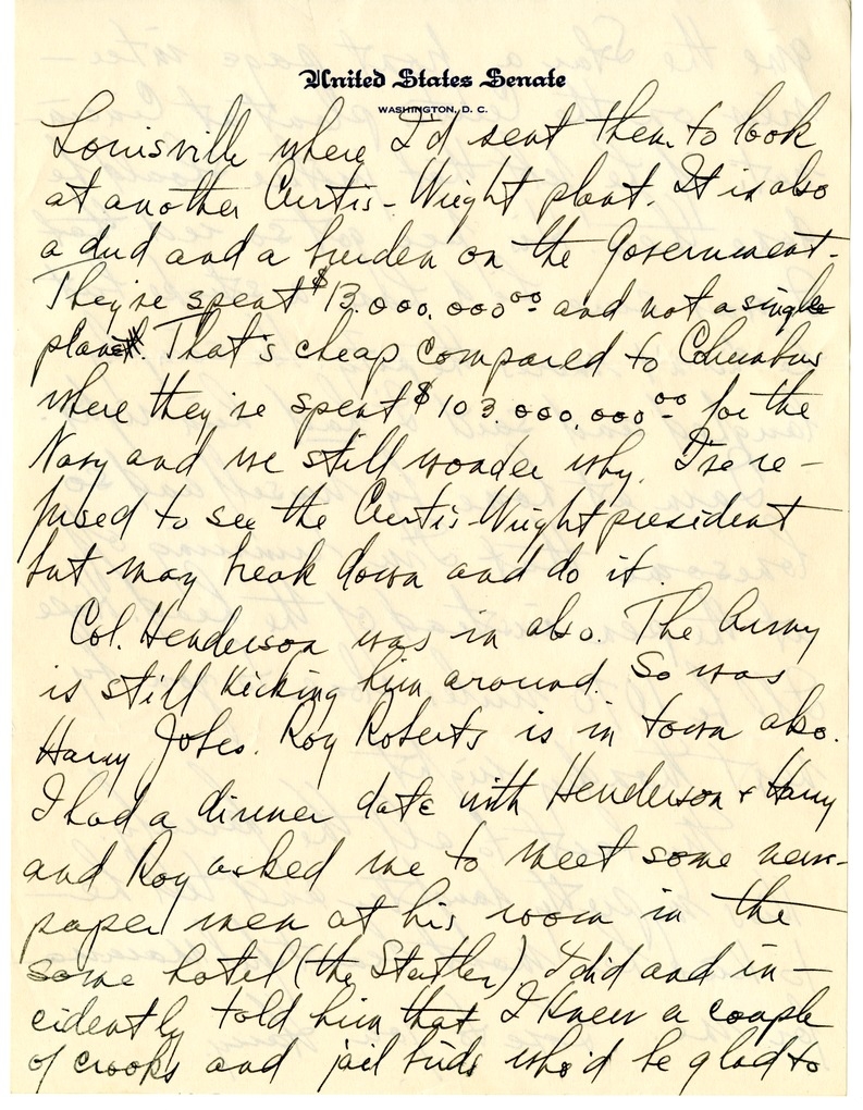 Letter from Harry S. Truman to Bess W. Truman