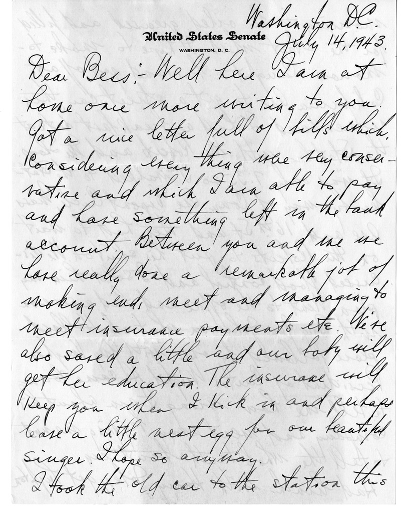 Letter from Harry S. Truman to Bess W. Truman