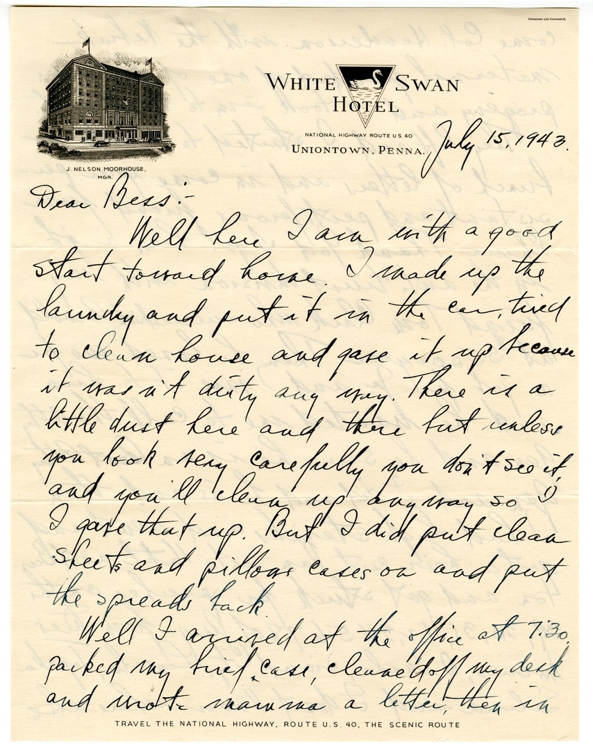 Letter from Harry S. Truman to Bess W. Truman