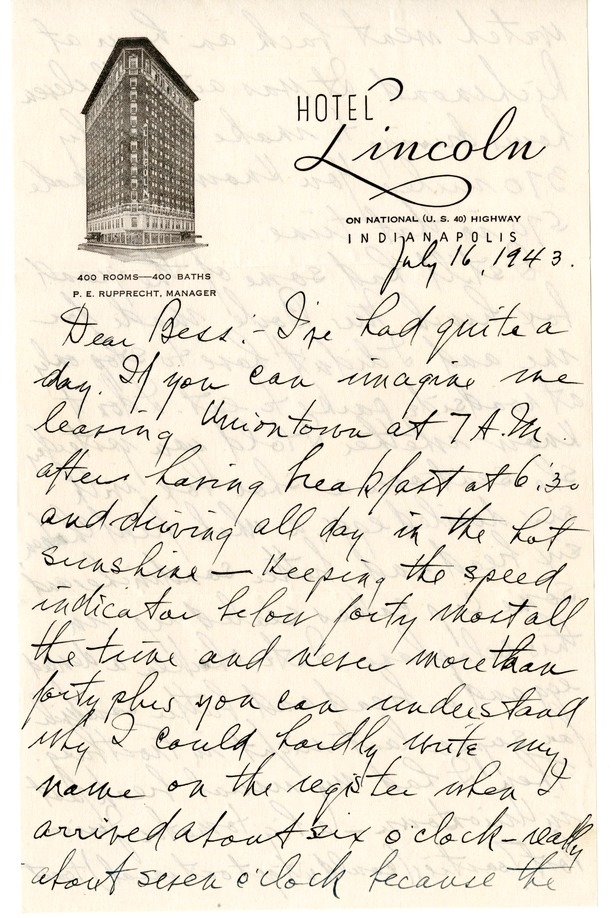 Letter from Harry S. Truman to Bess W. Truman